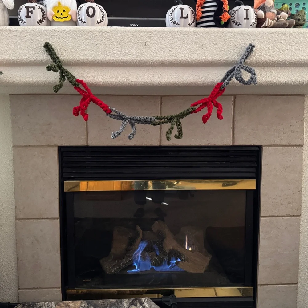 Handmade Holiday Garland - Red, Green, and Gray